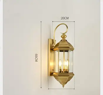 Наскоро Открит Водоустойчив, с монтиран на стената Лампа Американски Led Дизайн Стъклен Стенен монтаж Аплици Месинг цвят, с монтиран на стената Лампа, Стенни Скоби Осветление