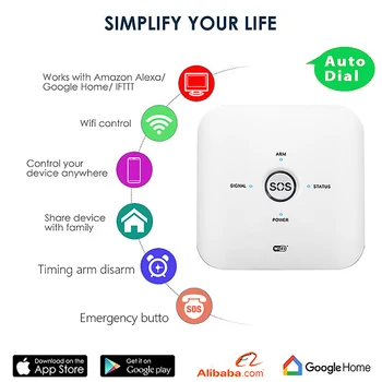 Нов Sasha Smart Wifi + GSM Безжична Интелигентна Домашна Охранителна Алармена система, която е Съвместима с Алекса, Безплатна Доставка