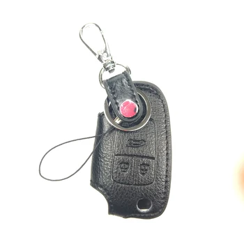 Нов Кожен Черен Цвят 3 Бутони На Дистанционното На Ключа Чанта За Носене На Ключодържател Притежателя На Веригата За Chevrolet Cruze