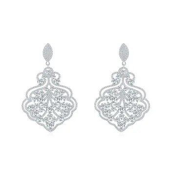 Нов стил 925 стерлинги сребърни бижута, обеци женски высокоуглеродистый диамант бял диамант благороден ретро сребърни бижута обици