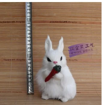 нова имитация на бял заек играчка пластмаса и кожа прекрасен седнала морков заек модел подарък от около 11x8x16 см, 2003
