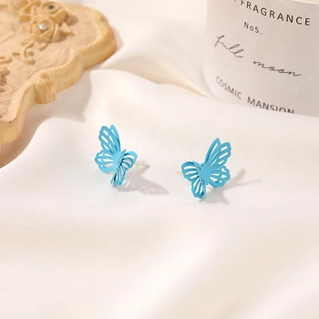 Нови Цветни Триизмерни Кухи Обеци-Пеперуди за Жени, Модни Корейски Бижута, Вечерни Подаръци за Момичета