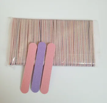 Новост 2019 година! 100 бр. два цвята пилочки за нокти 85 мм, розово и лилаво дървена Пила за нокти 180/240, за Еднократна употреба инструменти за маникюр.