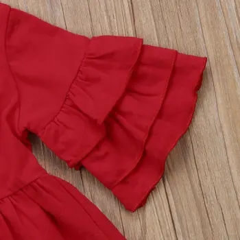 НОВОСТ 2020 г., Летни Комплекти ежедневни облекла за момиченца с дълъг ръкав-розови, Червени Тениски, Блузи с флорални принтом, Сини панталони с дупки, от 1 до 6 години