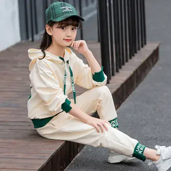 облекло 2020 новост хит Beautiful Girl Long Sleeve Spring and Autumn White Leisure Sports Two Piece Outfits облекло за тийнейджър