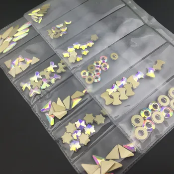 Около 60 бр. Кристални, Блестящи 3D Кристали за дизайн на Ноктите AB Цветна Форма с плоска задна част За производство на обувки със Собствените си Ръце