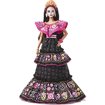 Оригиналната Кукла Барби 2021 Dia De Muertos В Рокля С Бродерия, Цветя, Crown, Калавера, Боя за Лице, Подарък за Колекционери