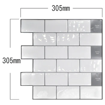 Отклейте и залепете Backsplash отгледа 10х10 см Подвижна 3D стенни плочки за метрото (опаковка от 4 броя), за кухня или баня