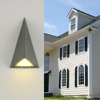Открит водоустойчива, 9 W Модерен Led монтиран на стената Лампа AC85-265V триъгълник двор проход, с монтиран на стената лампа Градина Домашно Осветление, Украса Лампа