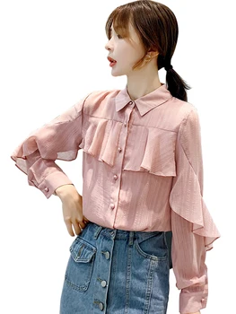 Отстъпка едро 2021 пролет лято есен нова мода ежедневни шифоновая женска риза дамски OL блуза с дълъг ръкав Vy1312