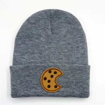 памучни Бисквити с бродерия, утепленная вязаная шапка зимна топла капачка, капачка-бини, шапка за мъже и жени, 219