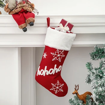 Плюшено Коледен Чорап Творчески Подаръци Чанта С Принтом Коледна Елха, Висящи Украшение на Дома Хотел Ресторант Коледен Чорап NOV99