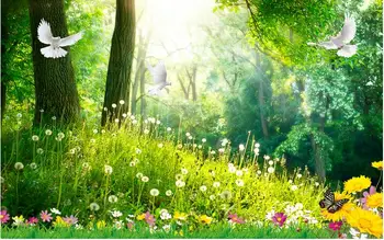 Потребителски снимки на 3d тапети Слънчева светлина, цветя, растения живопис фон 3d стенописи тапети за домашен интериор дневна