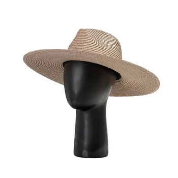 Пролет Лято открийте проста мода за свободното време е голям корниз слама джаз шапка от слънцето дамски градинска и плажна пътна солнцезащитная сламена шапка