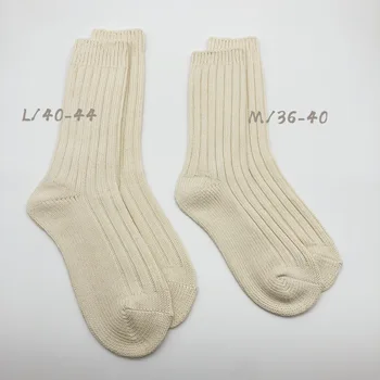 Пролетта на нови естествени памучни чорапи four seasons с гъста дълга тръба, спортни бели памучни чорапи с дебела игла, мъжки и дамски ежедневни чорапи