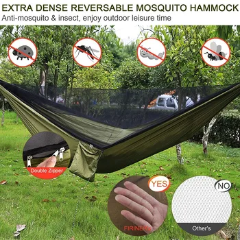 Промоция! Хамак за къмпинг с мушами от земните мухите и комарите Мрежа, Преносими Парашутизъм Хамак За разходки На открито В Задния двор