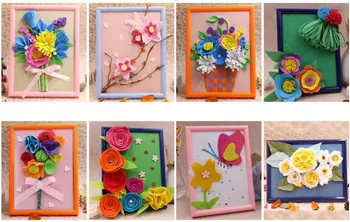различни видове цветен цвете 3D пъзел САМ eva Материал осъществяване цвете фоторамка детски ръчно изработени подаръци, образователна играчка