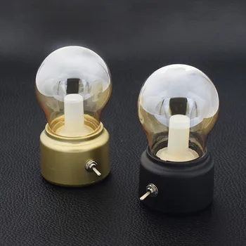 Реколта Ретро Лампа под Формата На електрически Крушки Led нощна светлина USB Акумулаторна Настолна Настолна Лампа С Ключ за Домашна Спалня Нощни Декор Подарък