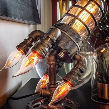 Ретро Steampunk Ракета Светлина Декорация На Дома Гранатомет Пламък Тенис На Светлина