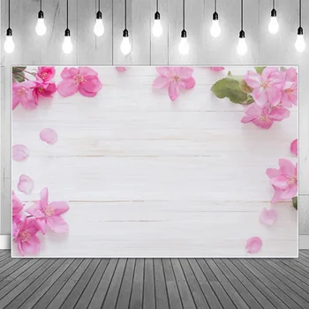 Розови Цветя Дървени Дъски Пролетта Украса За Парти Снимки Декори На Поръчка Ins Studio Детски Фонове За Фотосесия Подпори