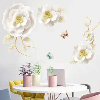 Романтичните Цветя 3D Тапети, Винилови Стикери За Стена DIY Дневна Спалня Начало Декор Плакат Рисувани Стенни Изкуство