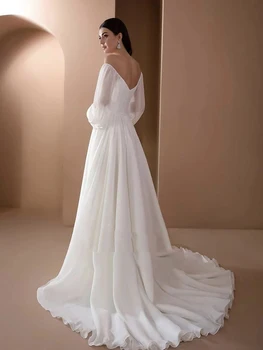 Сватбена рокля в Бял цвят/цвят на слонова кост От Дантела/Копринена Органза A-LINEBride Сватбени Апликация на поръчка