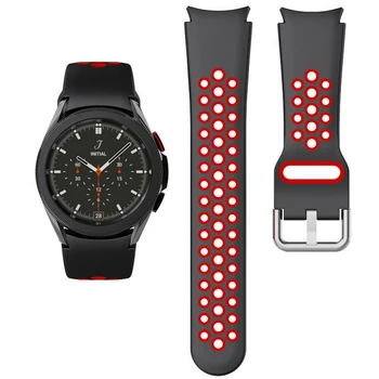 Силиконови Спортни Въжета за Часа на Samsung Galaxy Watch 4 Classic 42 мм 40 мм Подмяна на Выдалбливают 20 мм, 2 Цвята Спортни Въжета за Часа