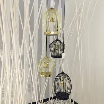 Скандинавска златна птичья клетка висящи лампи Европейската творческа хол с трапезария и лампа постмодерното led арт окачен лампа CL42201