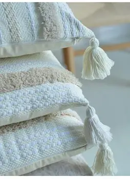Скандинавски стил техния престой в семейството в памучна калъфка за възглавница с пискюли за хола спални калъф за възглавници