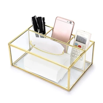 Скоростна плат кутии тъкан злато правоъгълна ясна стъклена козметична кутия Тъкани За домашен разпределител тъкан геометрична стъклена кутия, Кърпа