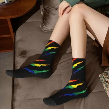 Сладки Мъжки ЛГБТ Дрипави и разкъсани Чорапи под Роклята Унисекс Удобни Чорапи с 3D Принтом GLBT За гейове и лесбийки
