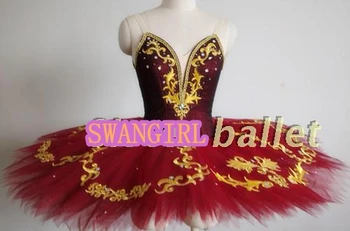 спящата красавица балетные етап костюми, червен есмералда професионални опаковки от златни цветя момичета блинная балетната поличка nutcracakerSB0033