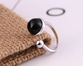 сребърен пръстен 925sterling с инкрустация топка дамски Южнокорейската версия на който отваря пръстен s