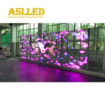 Стената на екрана LED реклами с висока яркост П3.91 пълен цветове на дисплея LED прозрачна стъклена витрина на открито видео