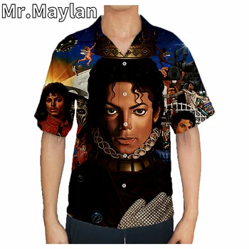Суперзвездата Майкъл Джексън 3D Риза Хавайска Риза Мъжка Лятна Риза С Къс Ръкав, Мъжки Ризи Нов Извънгабаритни 5XL риза Риза Homme22