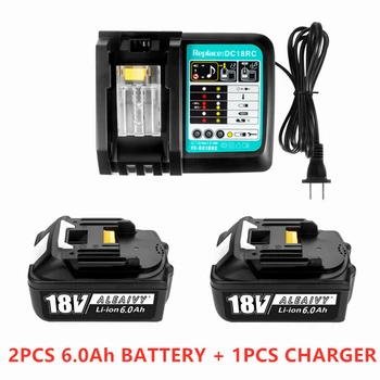 Със Зарядно устройство BL1860 Акумулаторни Batteries18V 6000 mah Литиево-Йонна батерия за Makita 18v Батерия 6Ah BL1840 BL1850 BL1830 BL1860B LXT400