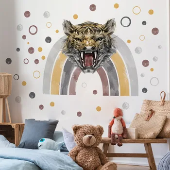 Творчески Тигър Дъга Стикер на Стената Детска Спалня Тийнейджърска Стая Декор Естетически Самозалепващи се Тапети САМ Стикери за Мебели