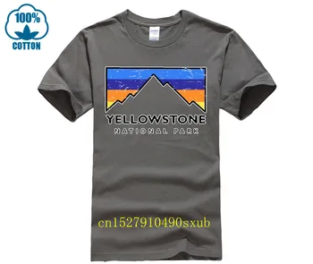 Тениска с Бяла Пепел, Национален Парк Йелоустоун, Ретро Планински Цвят, Мъжки Ризи с Принтом, Тениска с Къс Ръкав