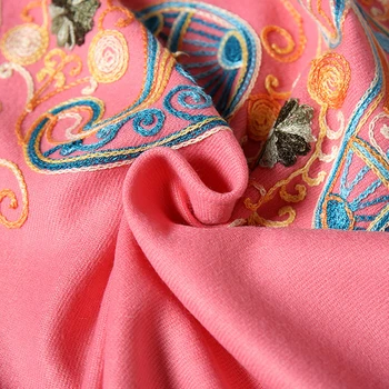 Тибет, Непал, цветен шал с бродерия, женски дългата есенно-зимния дебел имитационный вълнен шал с пискюли, многофункционална кърпа, хиджаб, шал