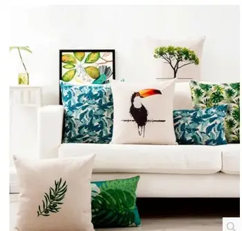 Тропическата гора животни калъфка офис птица/пеперуда калъфка нощна зелени растения талия хвърли калъфка декорация на дома