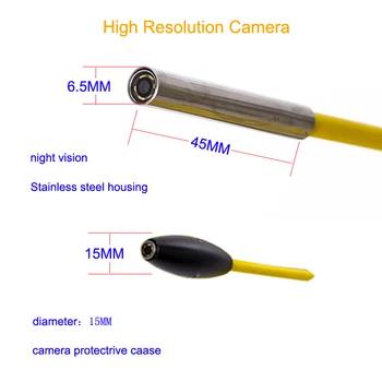 Трубопроводная Ендоскопска камера WP9600C 9-инчов LCD екран с 6,5 мм С 6 светодиода 20/30/50 М Канализационната Подводна Инспектиращата Камера