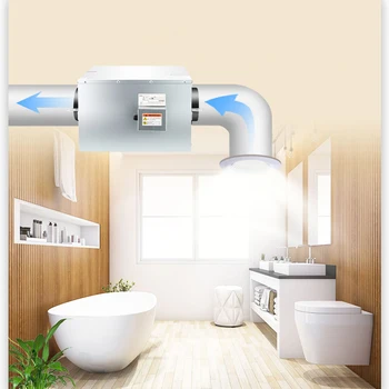 Фен вентилационна система за свеж въздух мощен безшумен асиметричен вентилатор на домакински, кухненски вентилатор търговска канален вентилатор