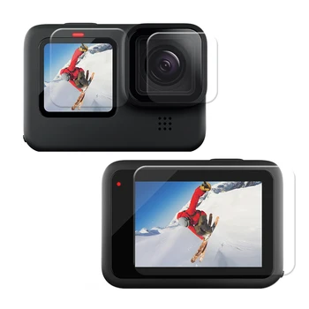 Филм от закалено стъкло За Обектив HD екшън камера GoPro Hero 10 Черно и Прозрачно Защитно фолио Отпред и отзад За GoPro Hero10