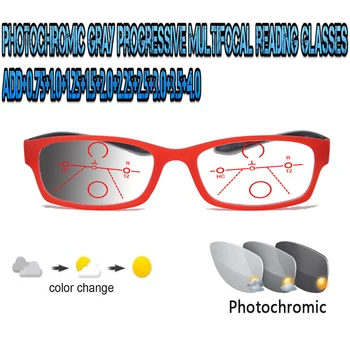 Фотохромичните Сиви Прогресивно Мультифокальные Очила За Четене Мъжки Woem Ultralight Blu Frame+1.0 +1.5 +1.75 +2.0 +2.5 +3 +3.5 +4