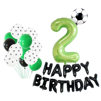 Футболна тема 1 2 3 4 5 6 7 8 9-ти рожден ден украса балон 40 см Зелен цифров футболен латексный балон детски душ