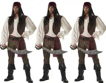 Хелоуин игра cosplay костюм на възрастен мъж пират Джак на пиратски костюм капитан е подходящ за всяка фигура