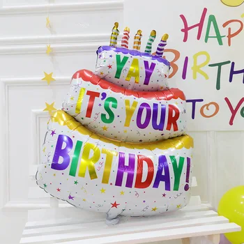 Цветна Свещ Трислоен Торта Алуминиево Фолио Балон Торта За Рождения Ден На Мечката Балон Честит Рожден Ден Балон Детска Услуга