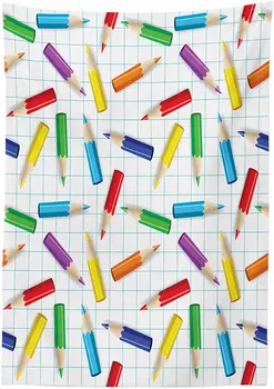 Цветни Моливи в Карирана Дъска Детско Училищно Творчество Художествено Изображение на Персонализирана корица на Маса за Трапезария с Кухненски Интериор