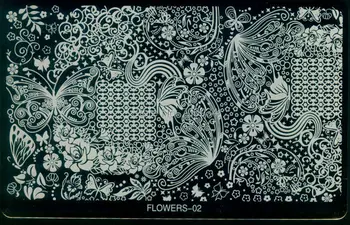 Цветя За Щамповане на Ноктите Плоча 2 елемента Модел на Изображението Шаблон От Неръждаема Стомана 6,4*4,0 инча FLOWERS01-12