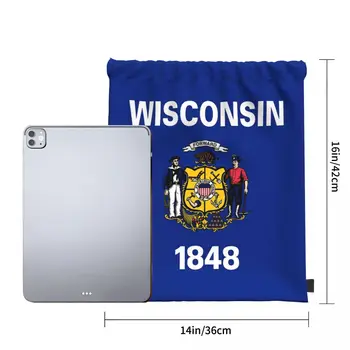 Чанти на съвсем малък, Спортна Чанта, Флаг на Щата Уисконсин, Творчески Раница R333 Поле пакет, Хумористична графика